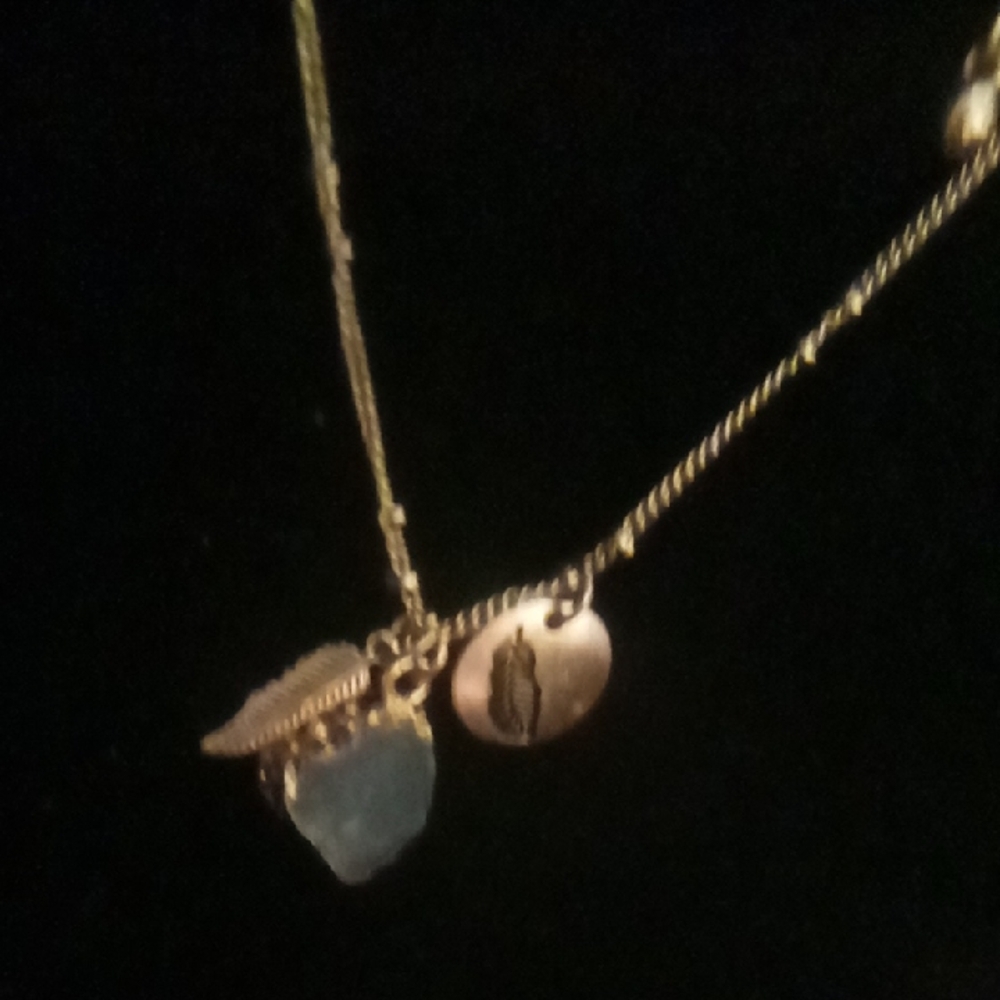 Earth wind & fire natural druzy labordite Gold Charm Necklace nwot